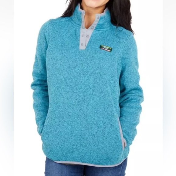L.L. Bean Teal Half-Snap Pullover Sweater Women's Small - Picture 1 of 4